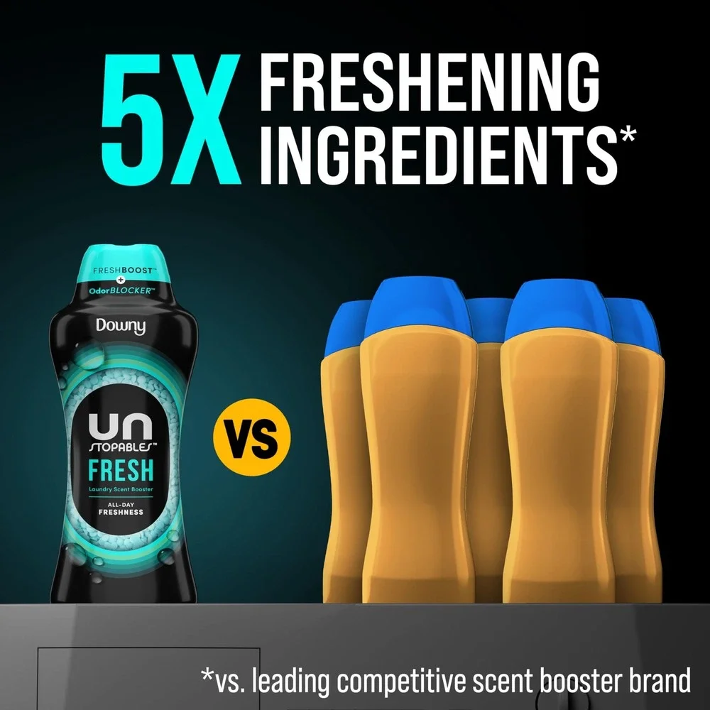 24 X Downy Unstopables In Wash Scent Booster Beads, Fresh Scent, 1 Use, Laundry